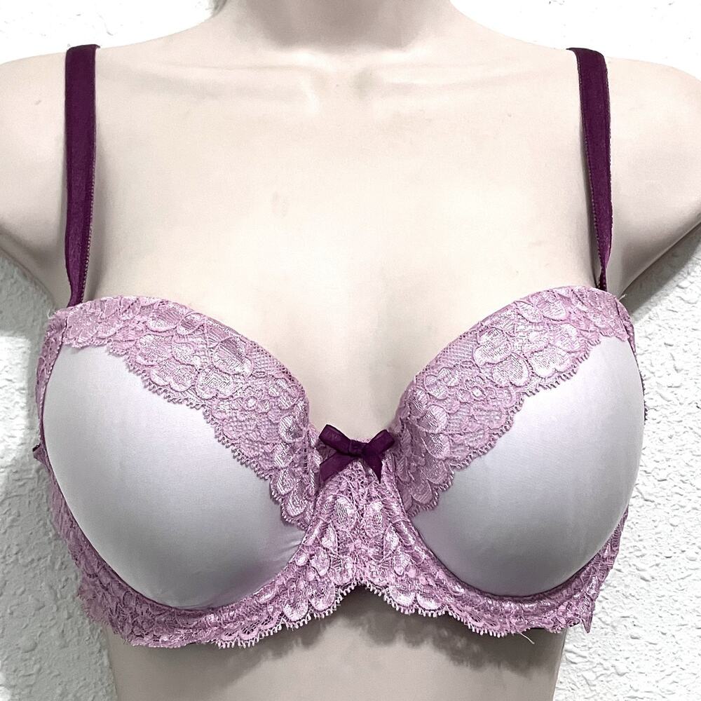 Victoria's Secret Dream Angels Lined Demi Bustier Bra 36C Pink Lace Underwire